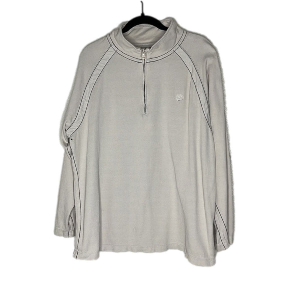 TIMBERLAND 1/4 zip mens shirt, cream, size large, pit to pit 25”